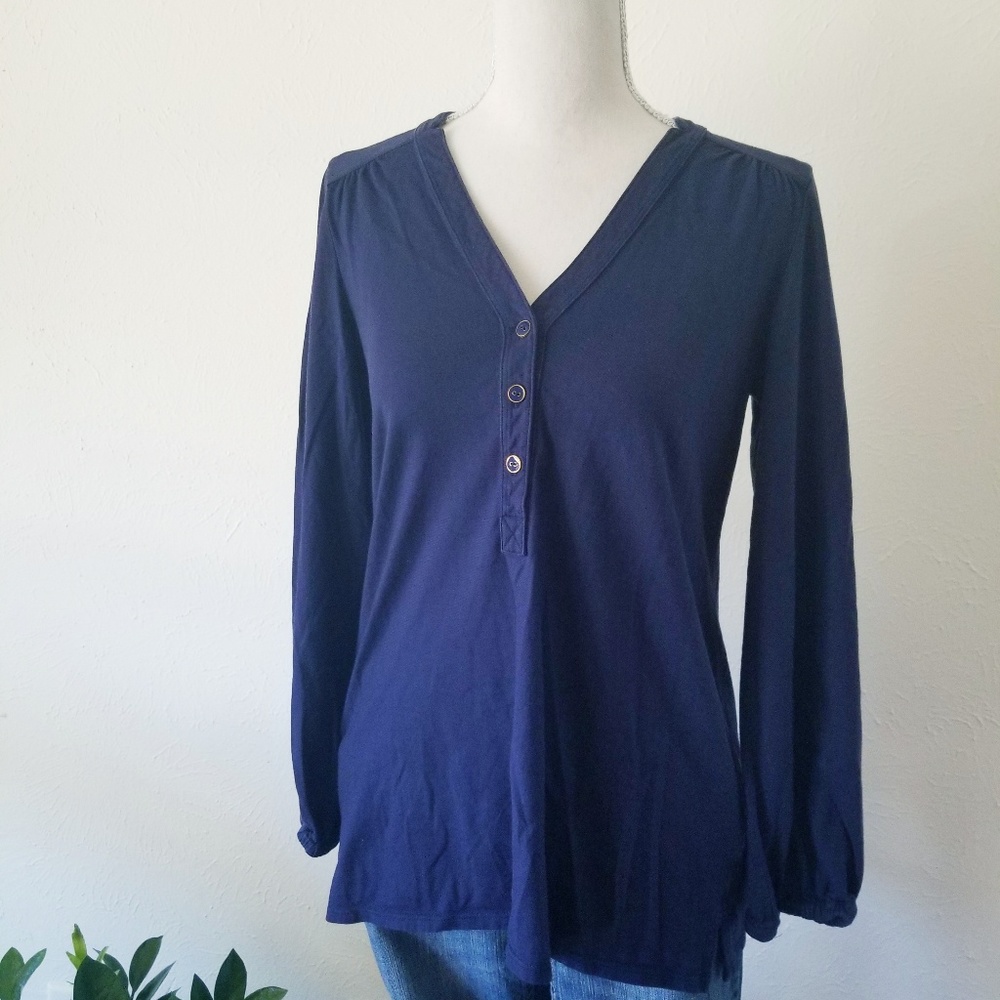 Lilly Pulitzer Solid Navy Holmes Pima Cotton Top